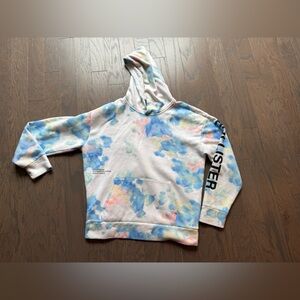 Hollister Hoodie Mens XL Blue Dyed Embroidered Spell Out Pocket sweater